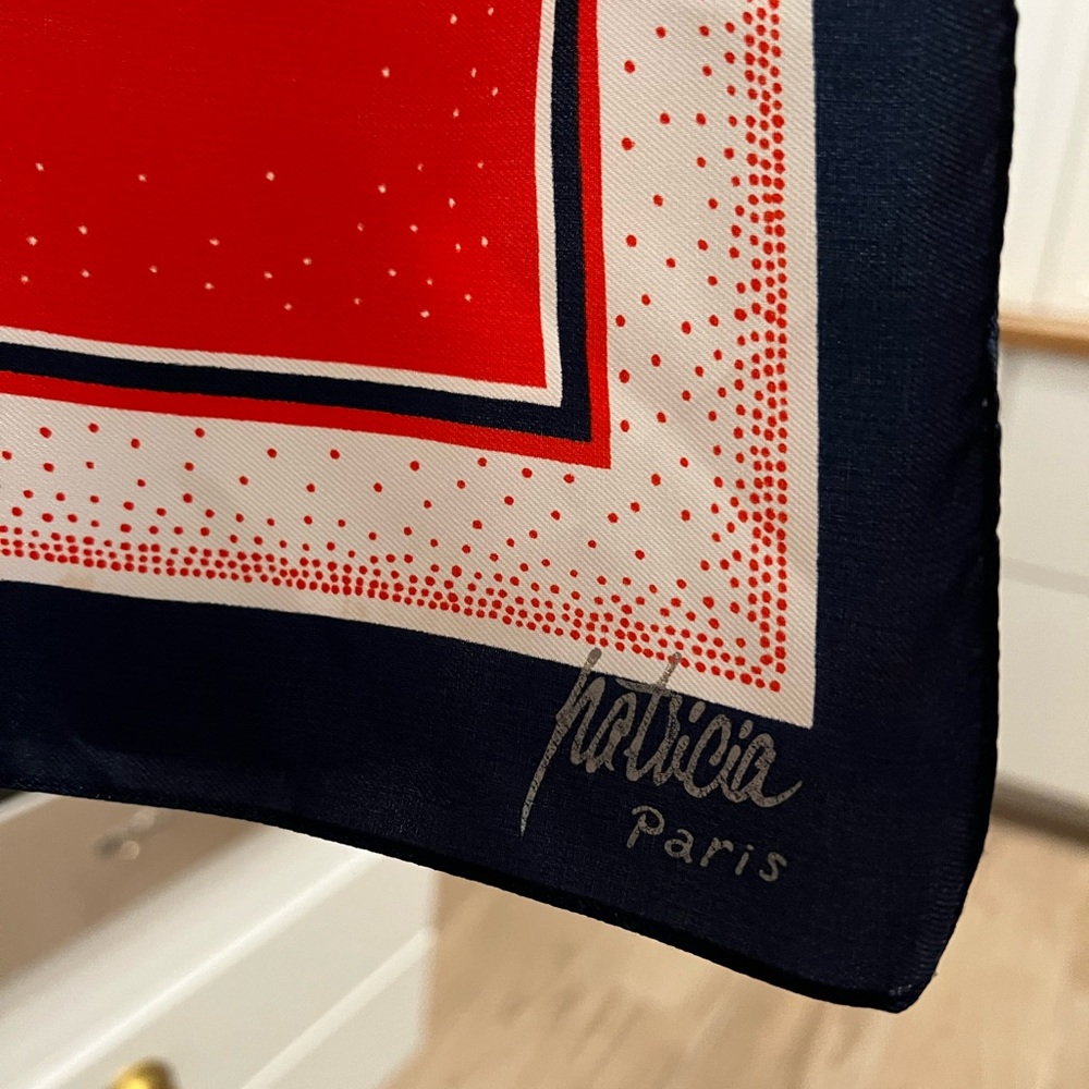 Patricia (Paris) red, white, and blue silk scarf Gorgeous!